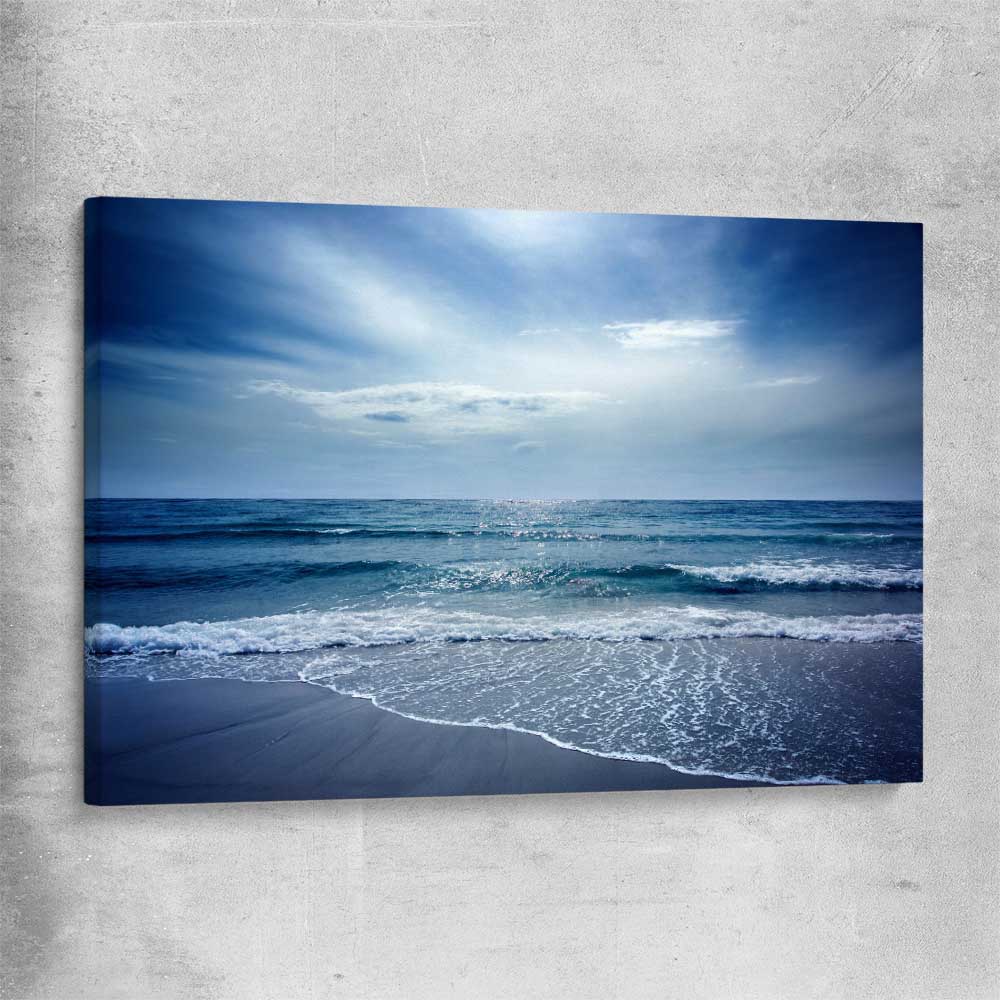 Beach and coastal wall art print of Beach Solitude on a stretched canvas