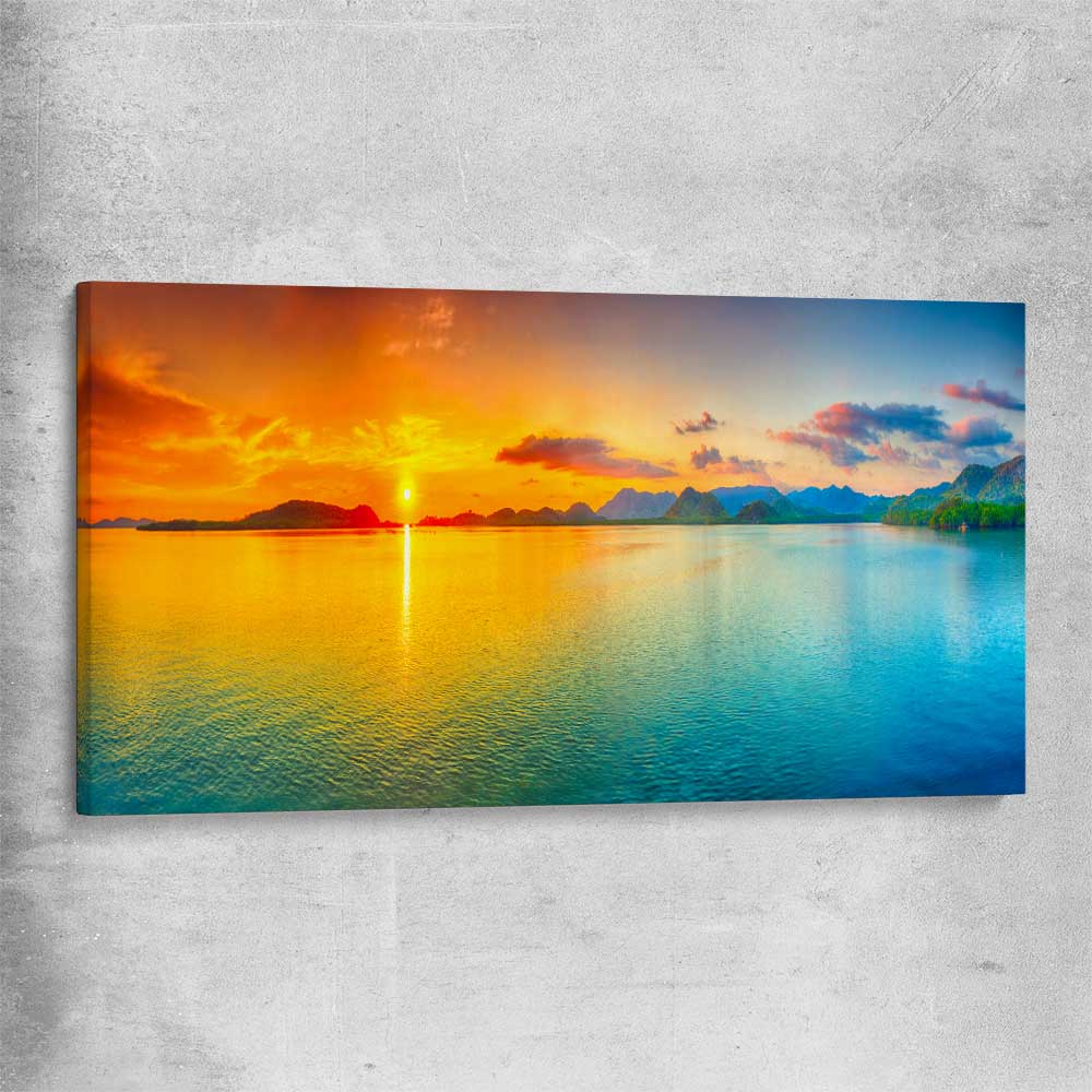 Beach and coastal wall art print of Beautiful Sunset on a stretched canvas