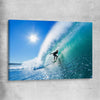 Beach and coastal wall art print of Blue Ocean Surfer on a stretched canvas