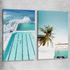 Beach and coastal wall art print of Bondi Iceberg Pair on a stretched canvas