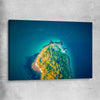 Beach and coastal wall art print of Bradleys Head Aerial on a stretched canvas