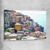 Beach and coastal wall art print of Cinque Terre on a stretched canvas