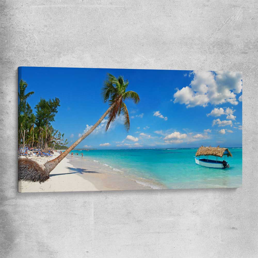 Beach and coastal wall art print of Dominican Republic Beach on a stretched canvas