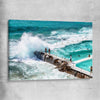 Beach and coastal wall art print of Freezing Icebergs on a stretched canvas