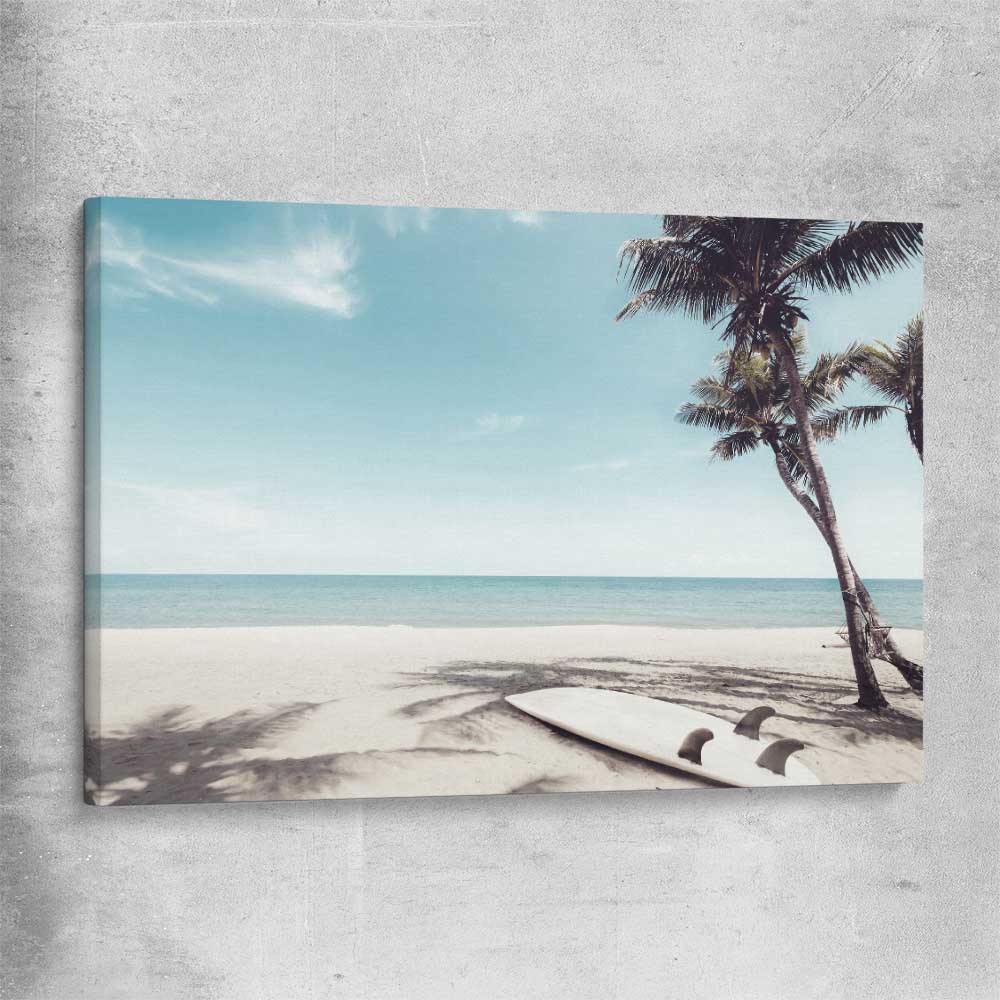 Beach and coastal wall art print of Palm Tropics on a stretched canvas
