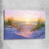 Beach and coastal wall art print of Pristine Beach Sunset on a stretched canvas