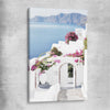 Beach and coastal wall art print of Santorini Island on a stretched canvas