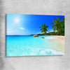 Beach and coastal wall art print of Seychelles Crystal Water on a stretched canvas