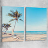 Beach and coastal wall art print of Surfing Break Pair on a stretched canvas