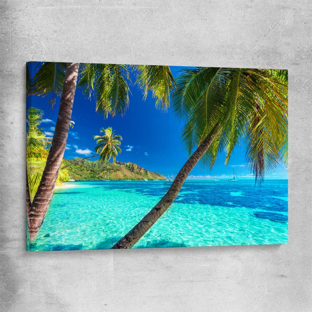 Beach and coastal wall art print of Tahiti Paradise on a stretched canvas
