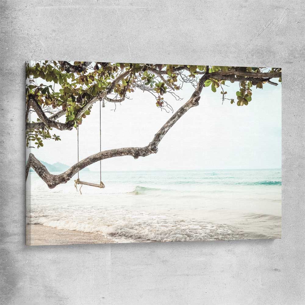 Beach and coastal wall art print of Tropical Beach on a stretched canvas