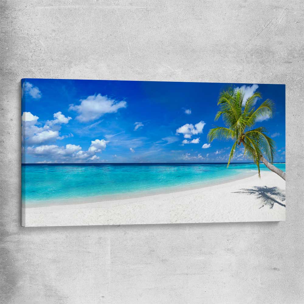 Beach and coastal wall art print of Tropical Escape on a stretched canvas