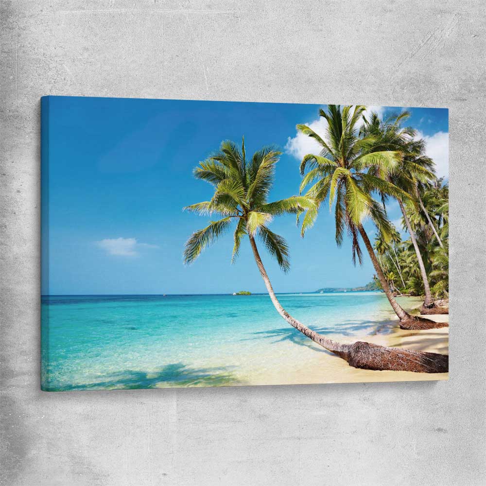 Beach and coastal wall art print of Tropical Paradise on a stretched canvas