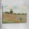 Classic wall art and canvas print of Poppy Field Claude Monet on a stretched canvas