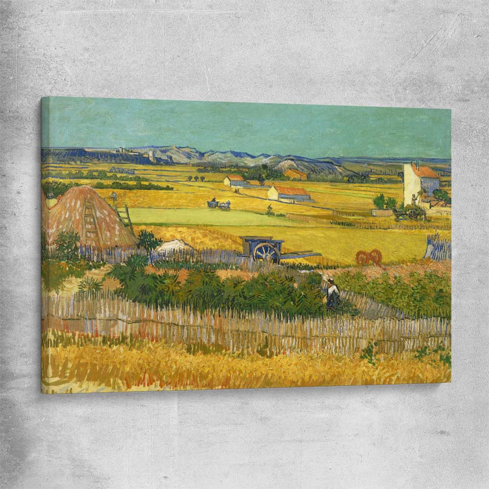 Classic wall art and canvas print of The Harvest Van Gogh on a stretched canvas