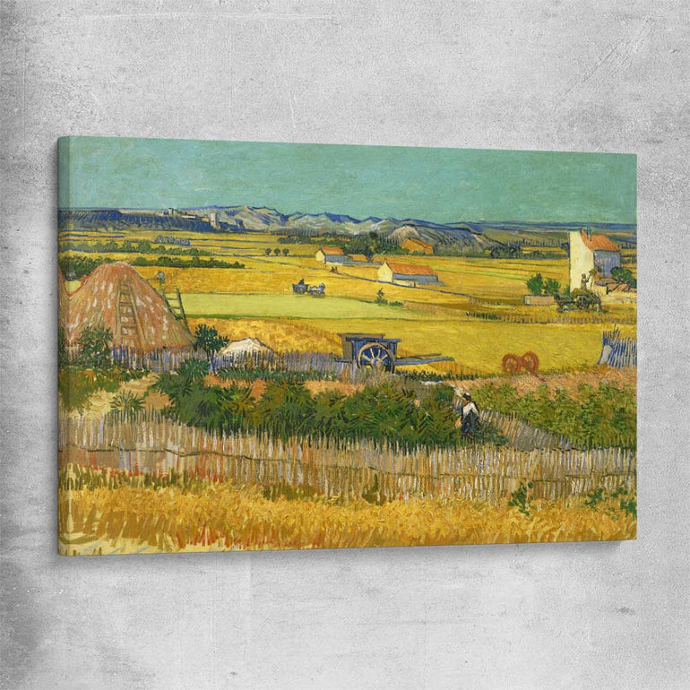 Classic wall art and canvas print of The Harvest Van Gogh on a stretched canvas