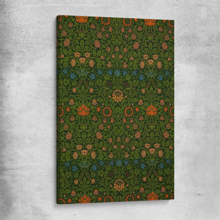 Classic wall art and canvas print of Violet Columbine William Morris on a stretched canvas