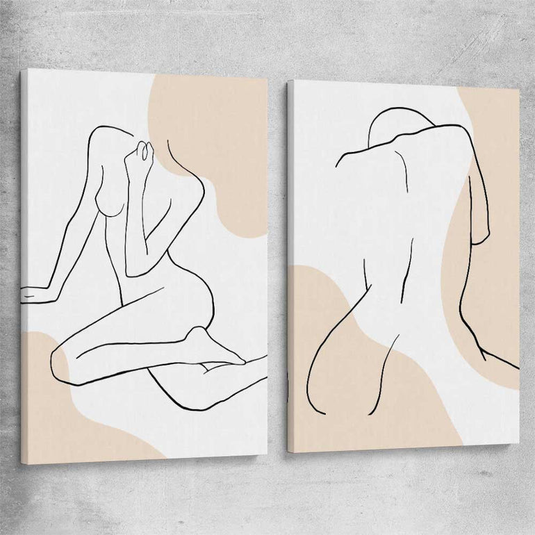 Beige Comfort Pair stretched canvas - part of our high quality fashion canvas wall art and prints collection