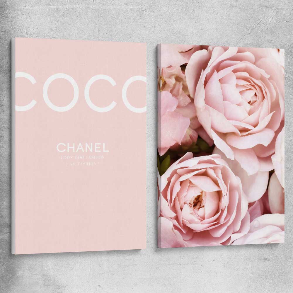 Coco Pink Pair stretched canvas - part of our high quality fashion canvas wall art and prints collection