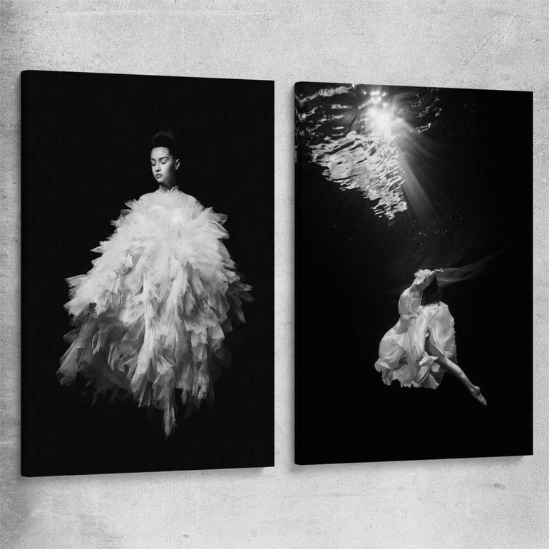 Evening Dress Pair stretched canvas - part of our high quality fashion canvas wall art and prints collection