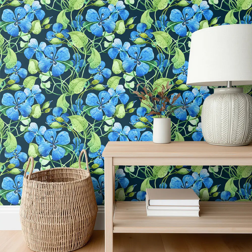 Indigo Bloom Wallpaper