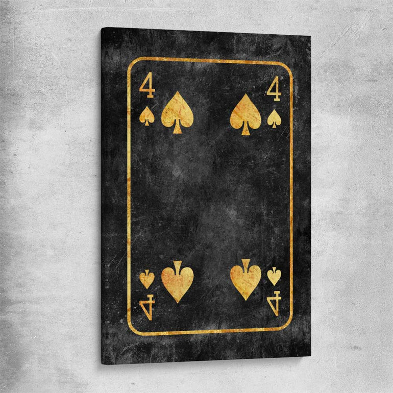 Inspirational wall art print of Four of Spades on a stretched canvas