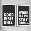 Inspirational wall art print of Good Vibes Pair on a stretched canvas