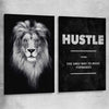 Inspirational wall art print of Lion Gaze Pair on a stretched canvas