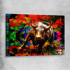 Inspirational wall art print of Raging Bull on a stretched canvas