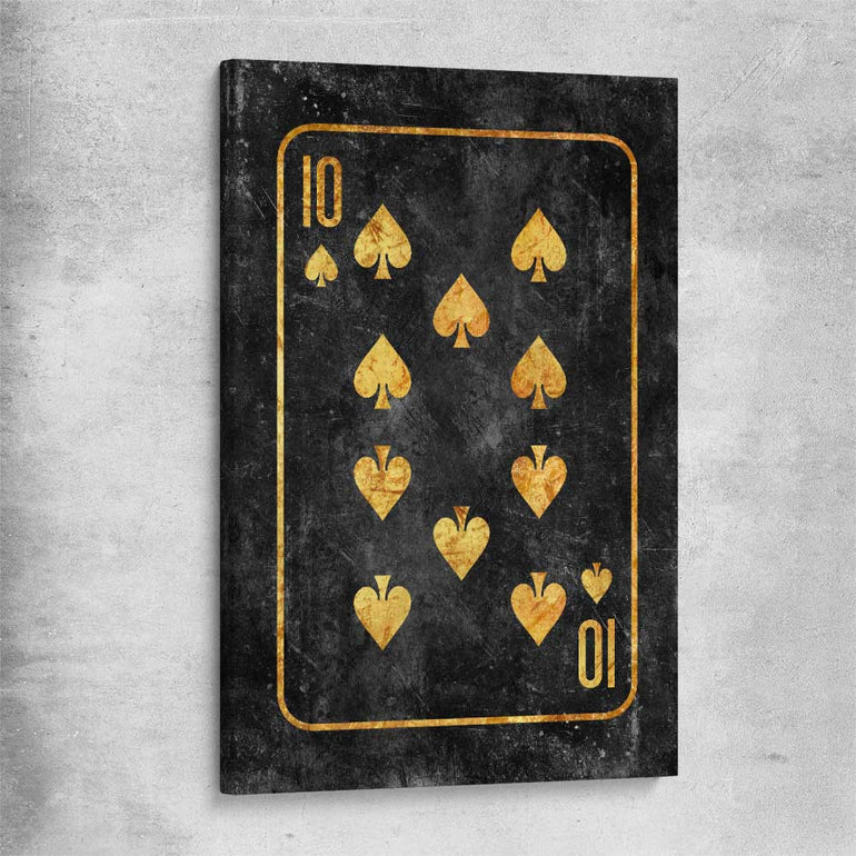 Inspirational wall art print of Ten of Spades on a stretched canvas