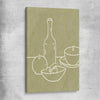 Green Bottle stretched canvas is a colourful and stylish canvas wall art and print suited for the kitchen area