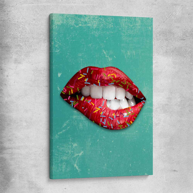 Candy Pop stretched canvas - part of our high quality canvas lips wall art collection