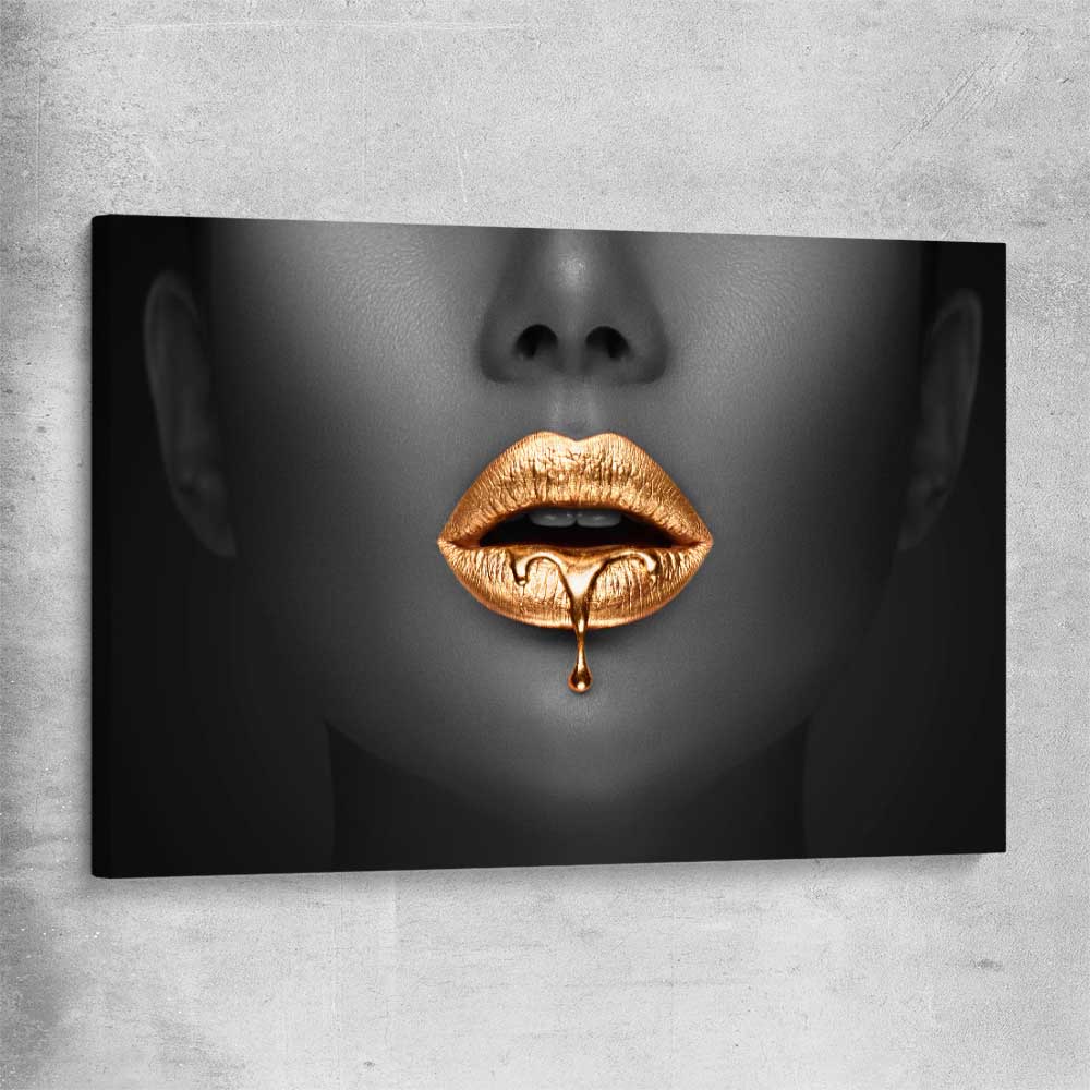 Dripping Elegance stretched canvas - part of our high quality canvas lips wall art collection