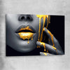 Golden Desire stretched canvas - part of our high quality canvas lips wall art collection