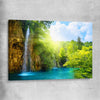Floral print of Emerald Forest River on a stretched canvas
