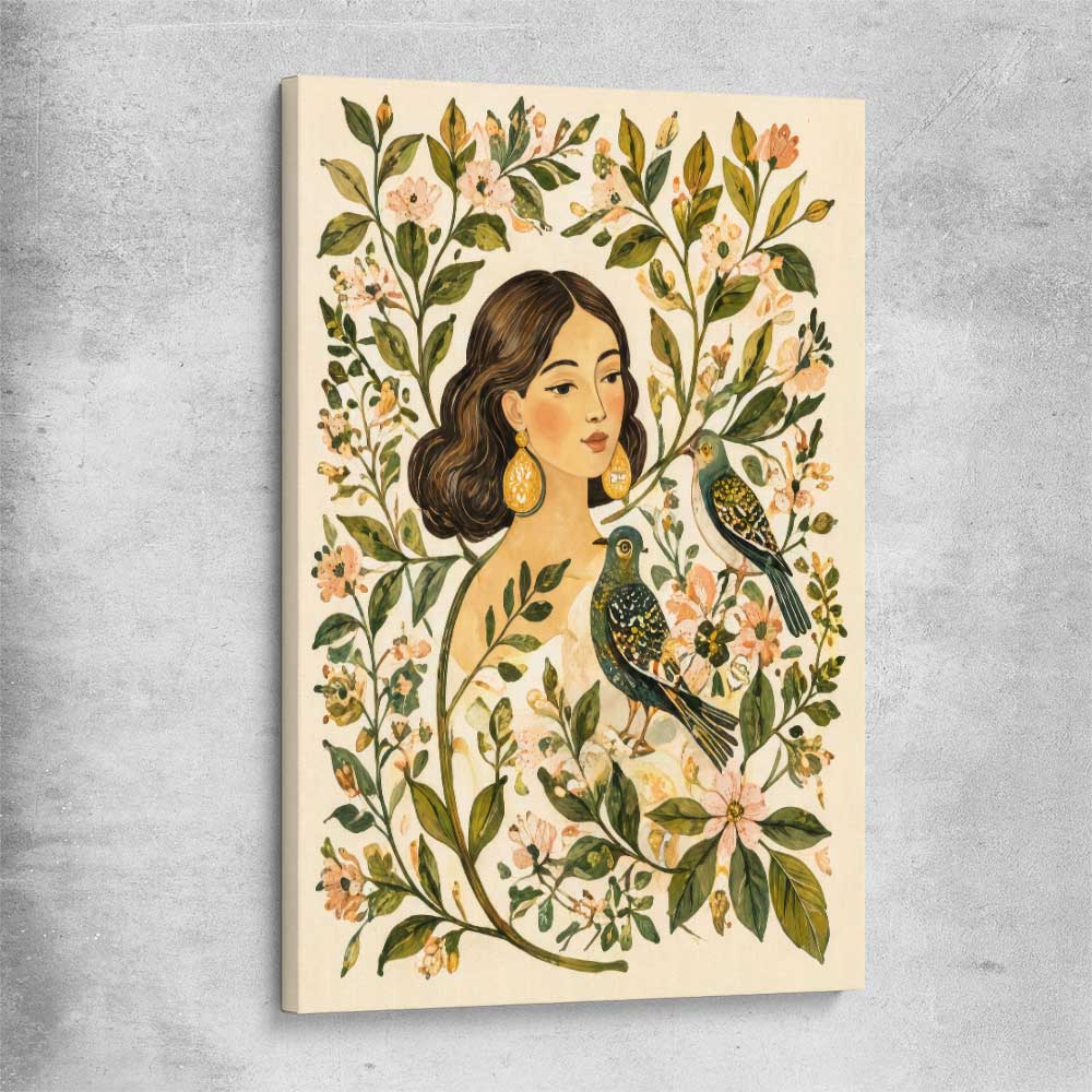 Floral print of Garden Muse on a stretched canvas