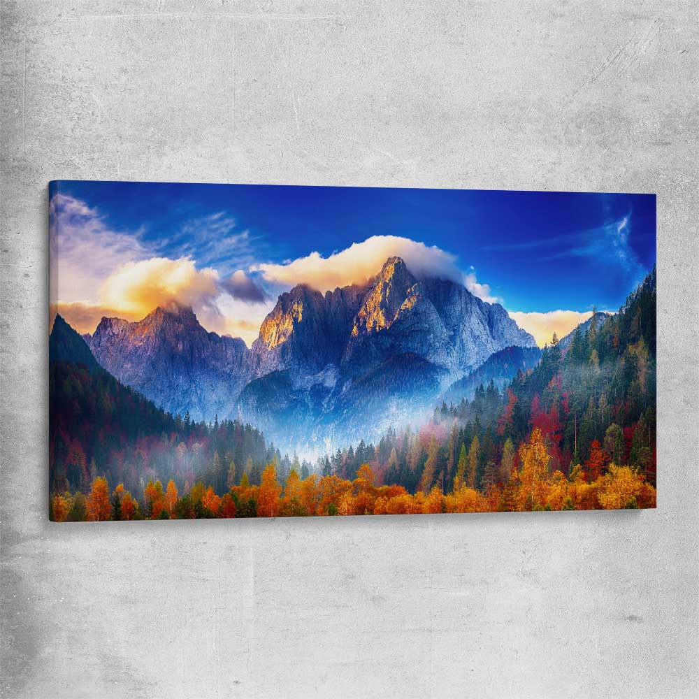Floral print of Julian Alps Triglav Peak on a stretched canvas