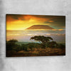 Floral print of Mount Kilimanjaro Sunset on a stretched canvas