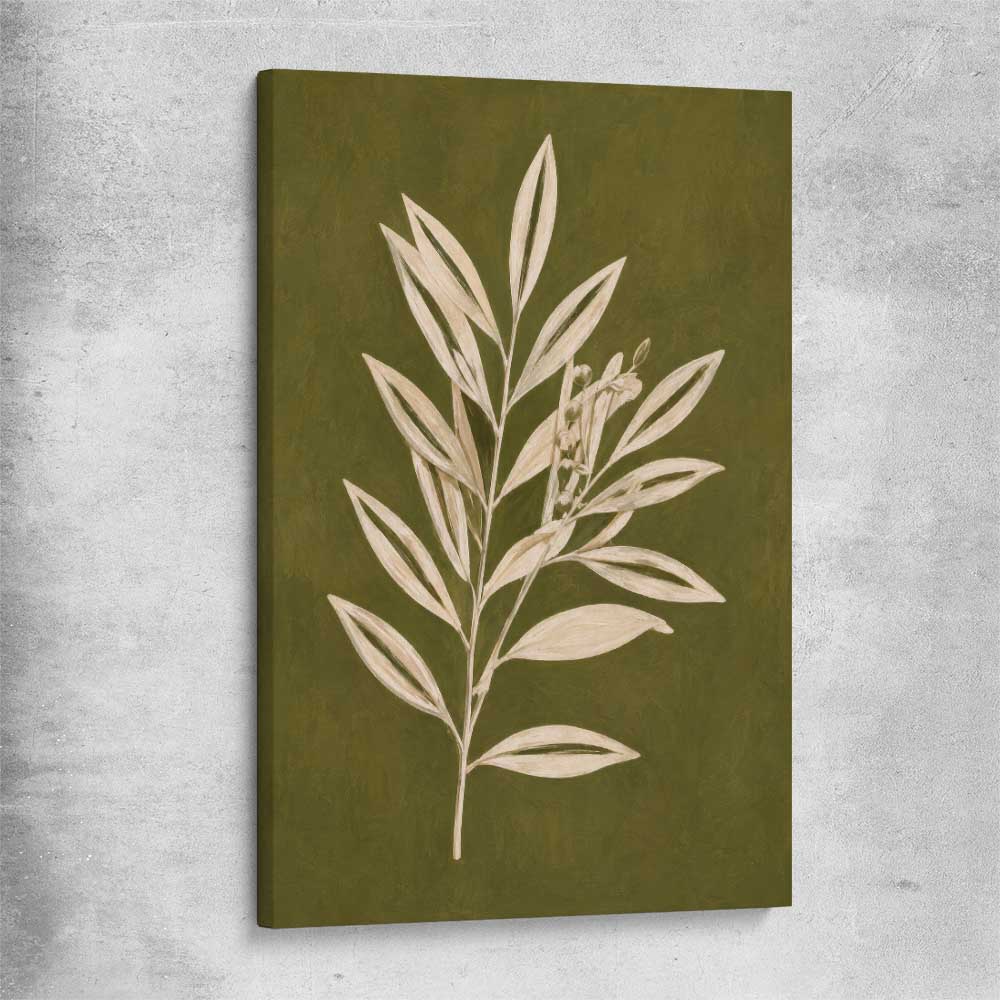 Floral print of Olive Branch on a stretched canvas