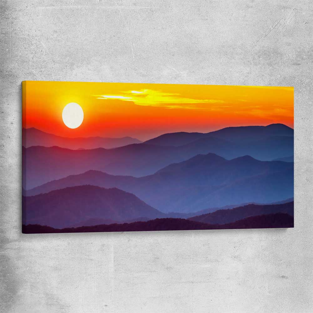 Floral print of Smoky Mountains Sunset on a stretched canvas