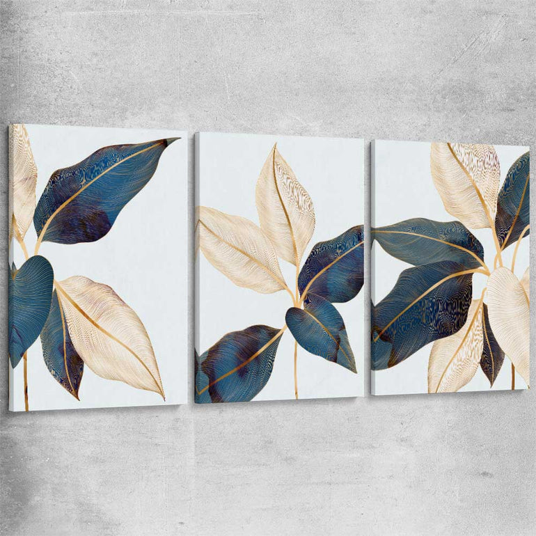 Floral print of Botanic Blue Set on a stretched canvas