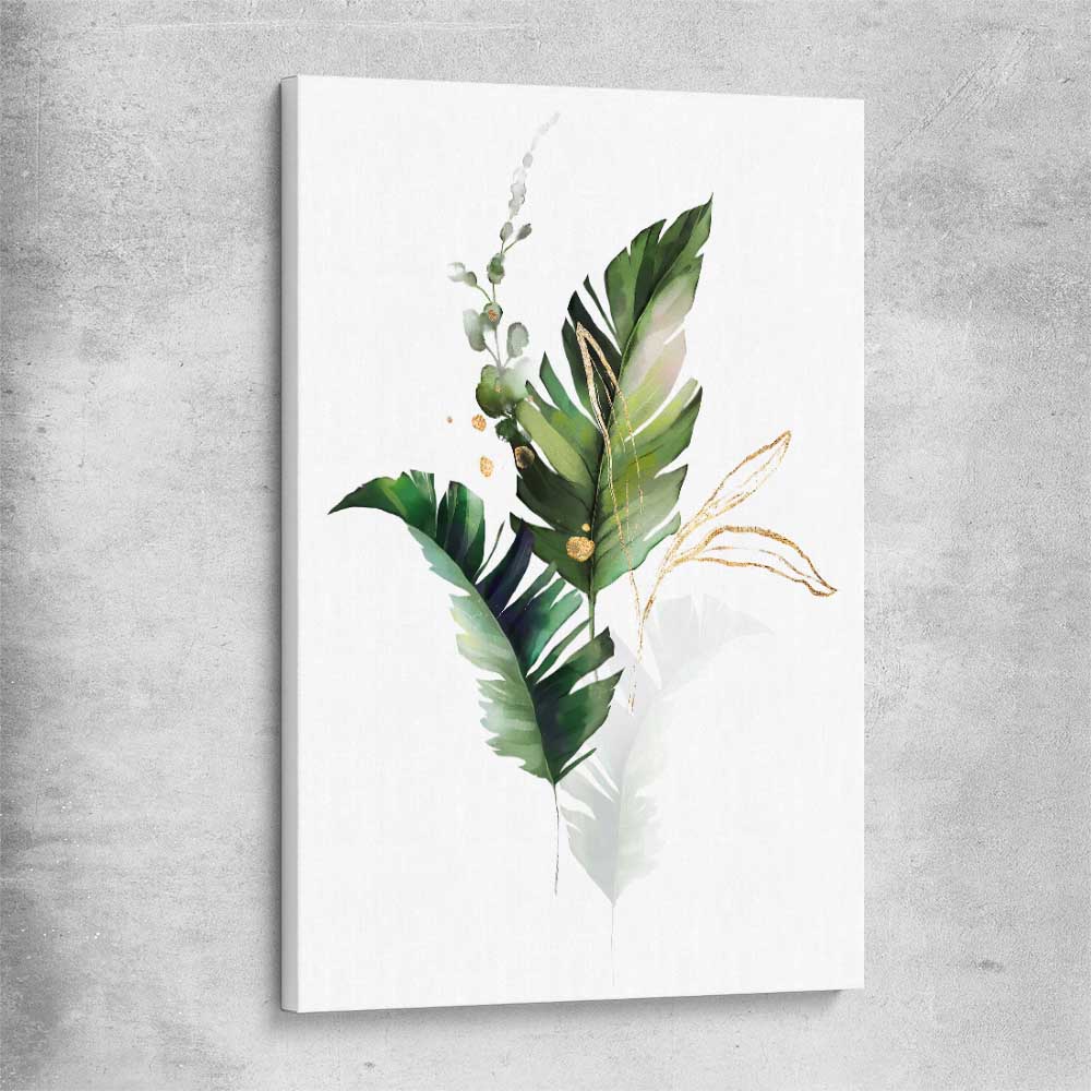 Floral print of Botanic Gold One on a stretched canvas