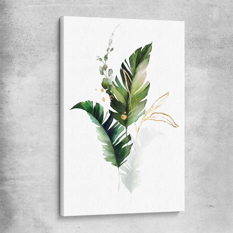 Floral print of Botanic Gold One on a stretched canvas