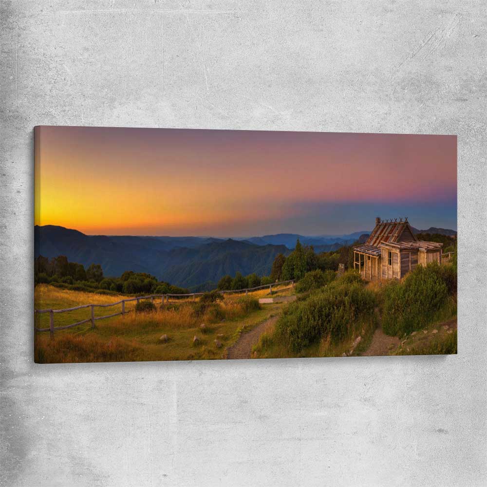 Floral print of Craigs Hut Victorian Alps on a stretched canvas