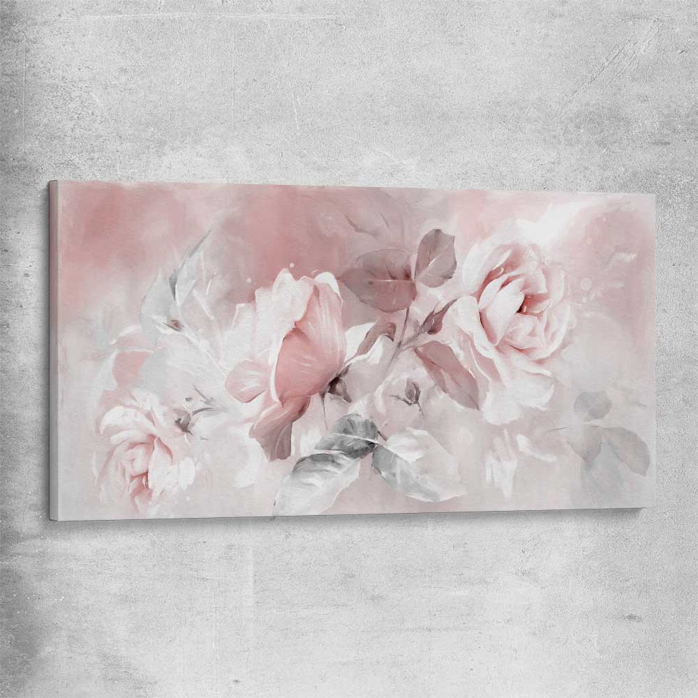 Floral print of Delicate Pink Rose on a stretched canvas