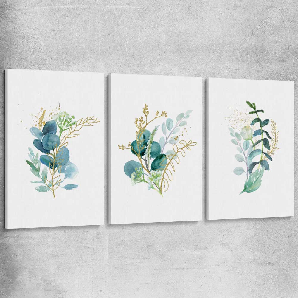 Floral print of Eucalyptus Bunch Set on a stretched canvas