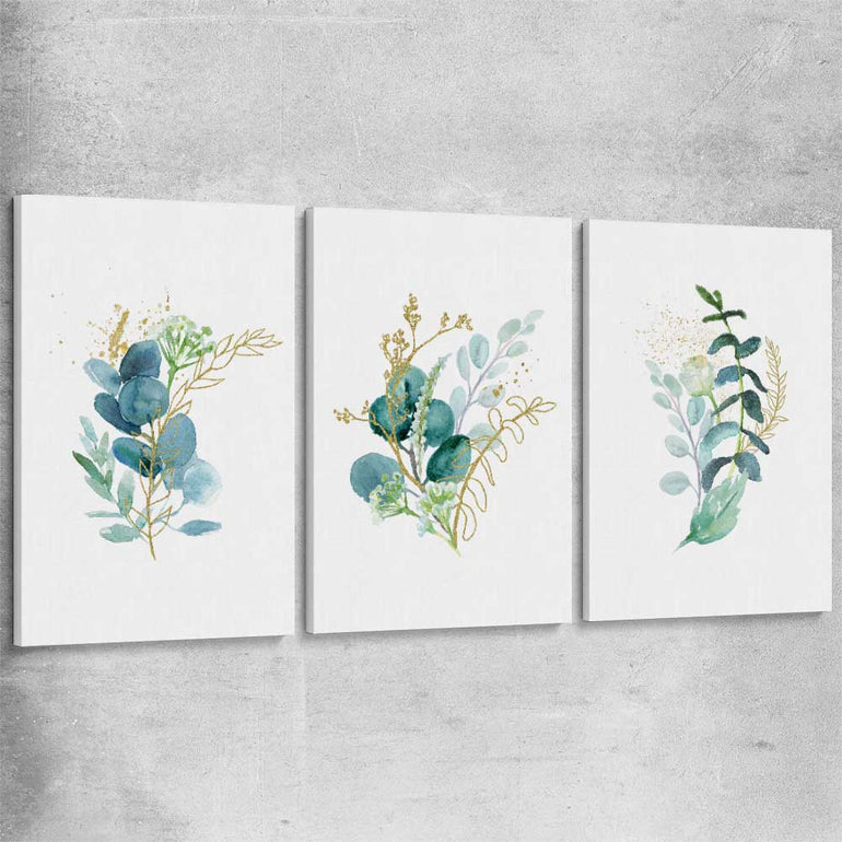 Floral print of Eucalyptus Bunch Set on a stretched canvas