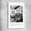 Floral print of Grey Flowers Typo on a stretched canvas
