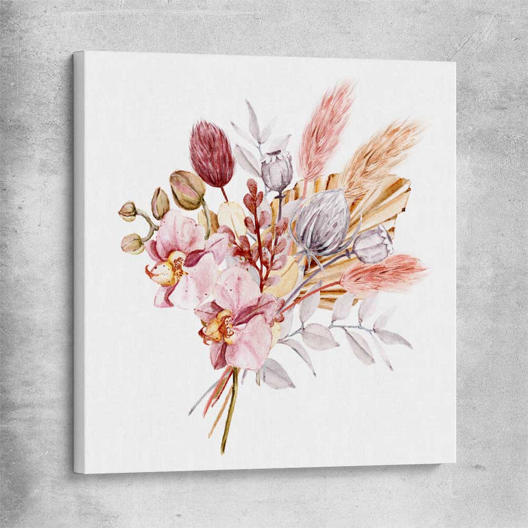 Floral print of Pampas Bunch on a stretched canvas