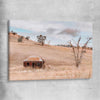 Floral print of Rural Farmhouse on a stretched canvas